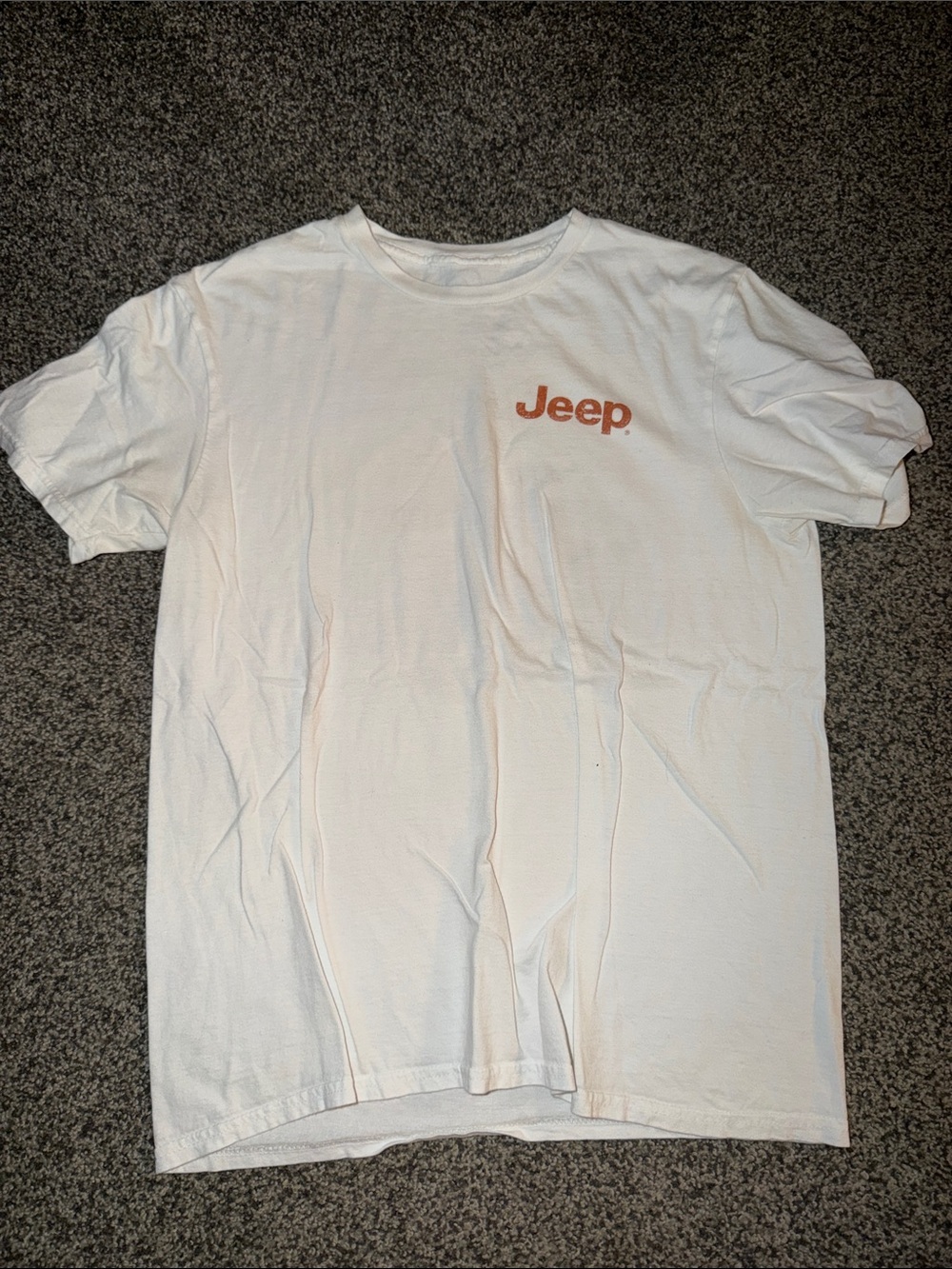 Jeep White Short Sleeve T-Shirt with Orange Logo